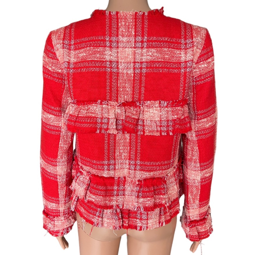 Dex Ruffled Plaid Tweed Textured Jacket - Picture 9 of 13